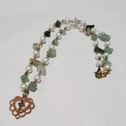 Green Cross Heart Necklace 