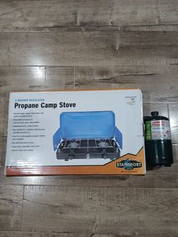 Propane camp stove 2 burner regulated in excellent condition works great!