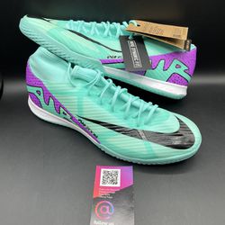 Nike Refurbished Mercurial Superfly 9 Academy IC Indoor Soccer Cleats Shoes Mens Size 13 Turquoise Blue