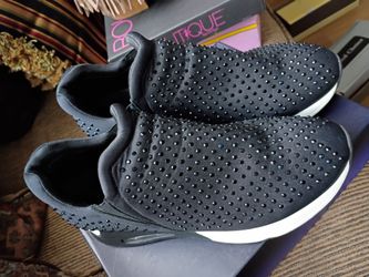 Black Rhinestone Slip-On Sneakers