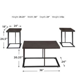 Ashley Airdon Coffee Table + 2 Side Tables For Sale
