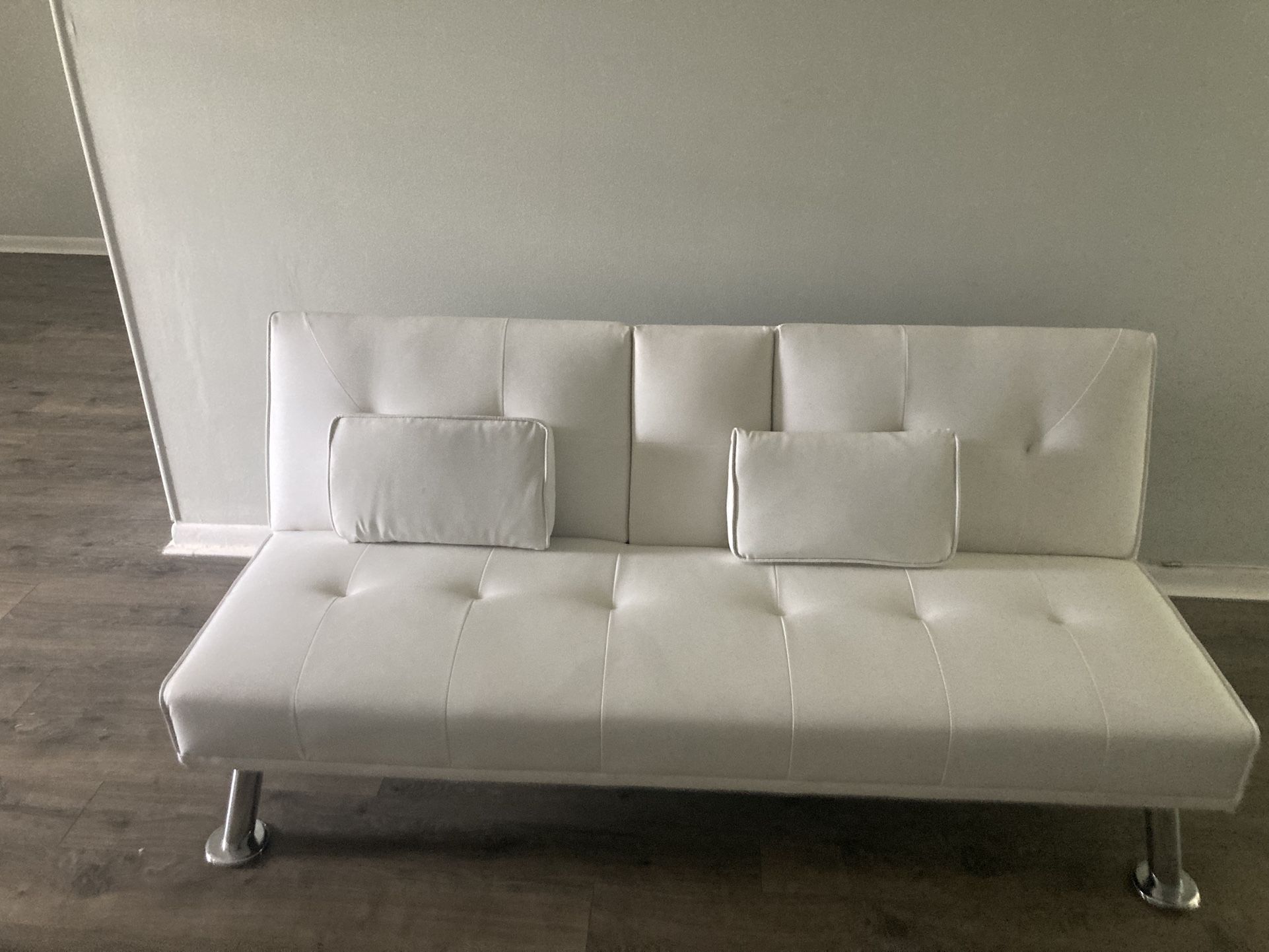 White Faux Leather Couch