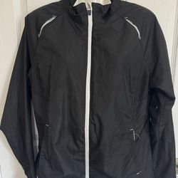 DANSKIN NOW Woman's  Black Windbreaker Jacket Full Zip Light Weight Sz M (8-10)