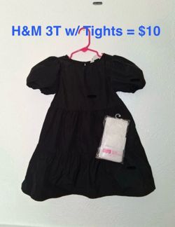 H & M Girls Dress With White Tights Size 3T