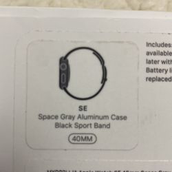 Brand New Apple Watch SE 40mm Space Grey Aluminum  Black Sports Band 