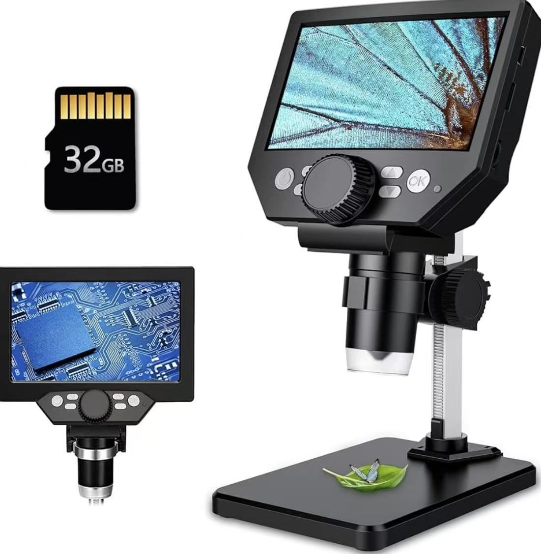4.3 Inch LCD Digital Microscope, 1080P Handheld Microscope for Kids & Adults, 10MP USB Stereo Camera with HD Screen, 1-1000X Magnification Zoom Wirele
