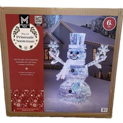 Members Mark Pre-Lit 6FT Tall Prismatic Snowman Brand New In Box 