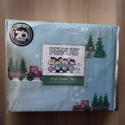 Peanuts Tractor and Xmas Tree Full Sheet Set By Berkshire Blanket &Home Co.
