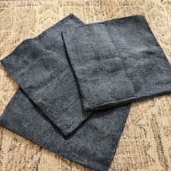 Blue Chenille Cushion Covers – Set of 3