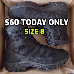 New Men's Merrell Tactical Waterproof Side-Zip Boot, Black, Size 8