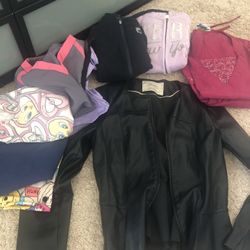 zara leather jacket, oakley and aero sweaters and scrub tops xs and s all for $20