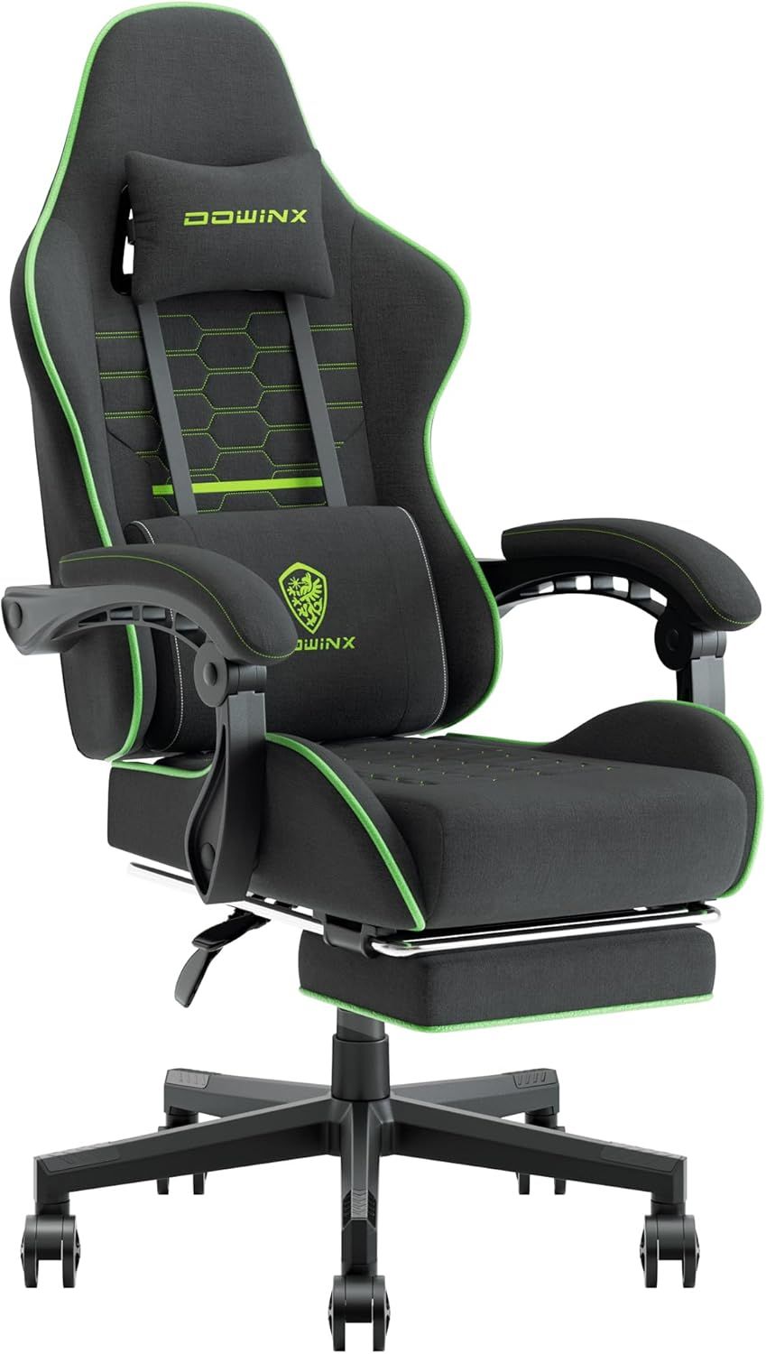 Dowinx Gaming Chair Fabric with Pocket Spring Cushion, Massage Game Chair Cloth with Headrest,