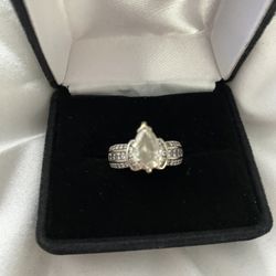 2 CT Pear Cut Solitaire Ring, SI2 Treated Diamond