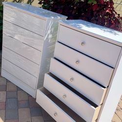 White Chest Five Drawer Dresser 