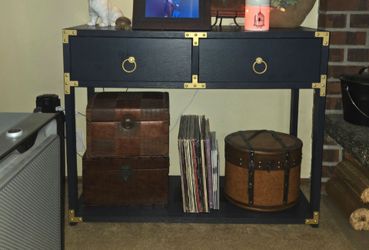 Beautiful navy blue and gold entry way table