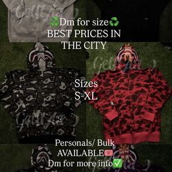 hellstar and bape hoodies dm for prices