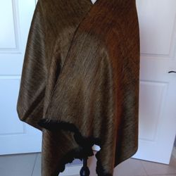 Artisanal Womens Shawl Handcrafted In Ecuador New, Soft,  Gorgeous Brown 