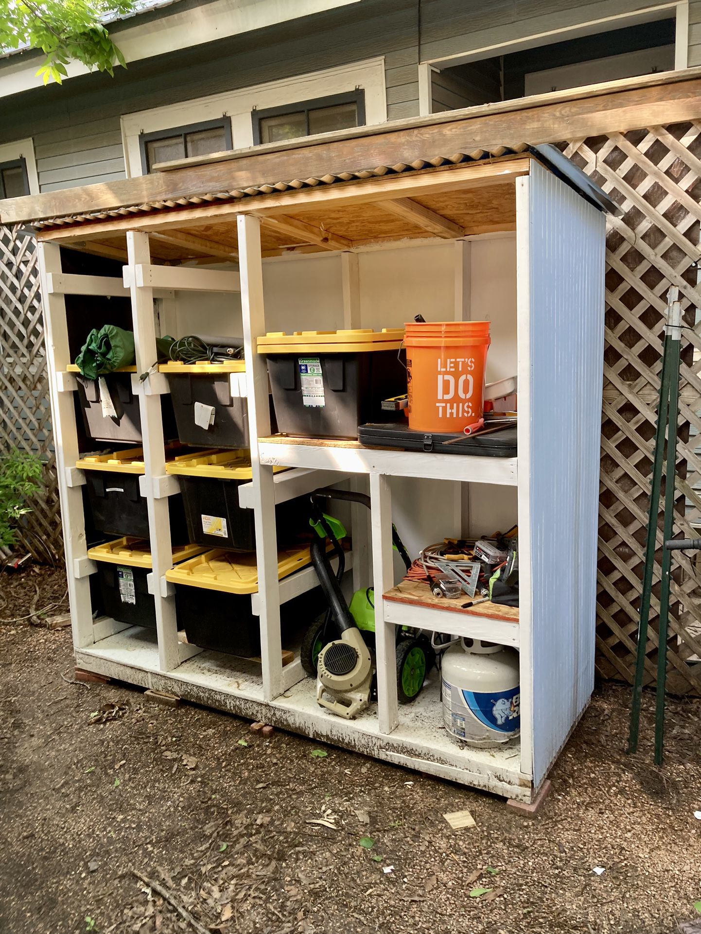 Outdoor Storage Shed with HDX Box Supports 