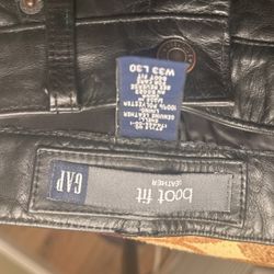 Vintage Men Gap Boot Fit Leather Pants Size 33 X 30 