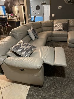 Leather Sectional 6 Piece With Chase & Recliner