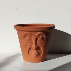 Terra Cotta Plant Pot/ Plant Planter/ Flower Pot Patio Garden Texture Humor 