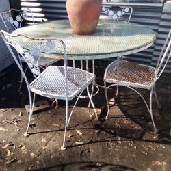 Wrought Patio Table Set With Glass $575