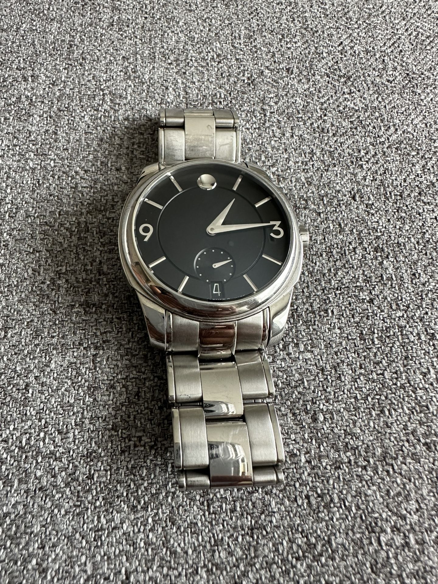 Movado LX Stainless Steel Black Dial Watch (Mens)