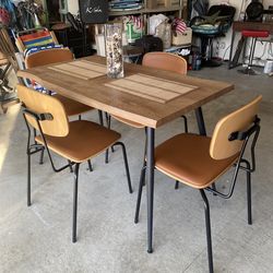 Dining Set Modern Style Live Edge Table with Chairs Home Furniture