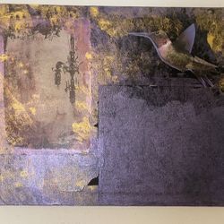Humming Bird Mixed Media Painting 8x10