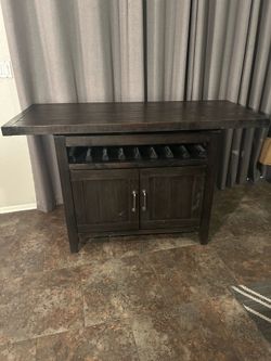 Expandable Dark Wood Wine Bar Cabinet | Wine Rack & Storage