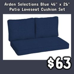 NEW Blue 46" x 26" Patio Loveseat Cushion Set: Njft 