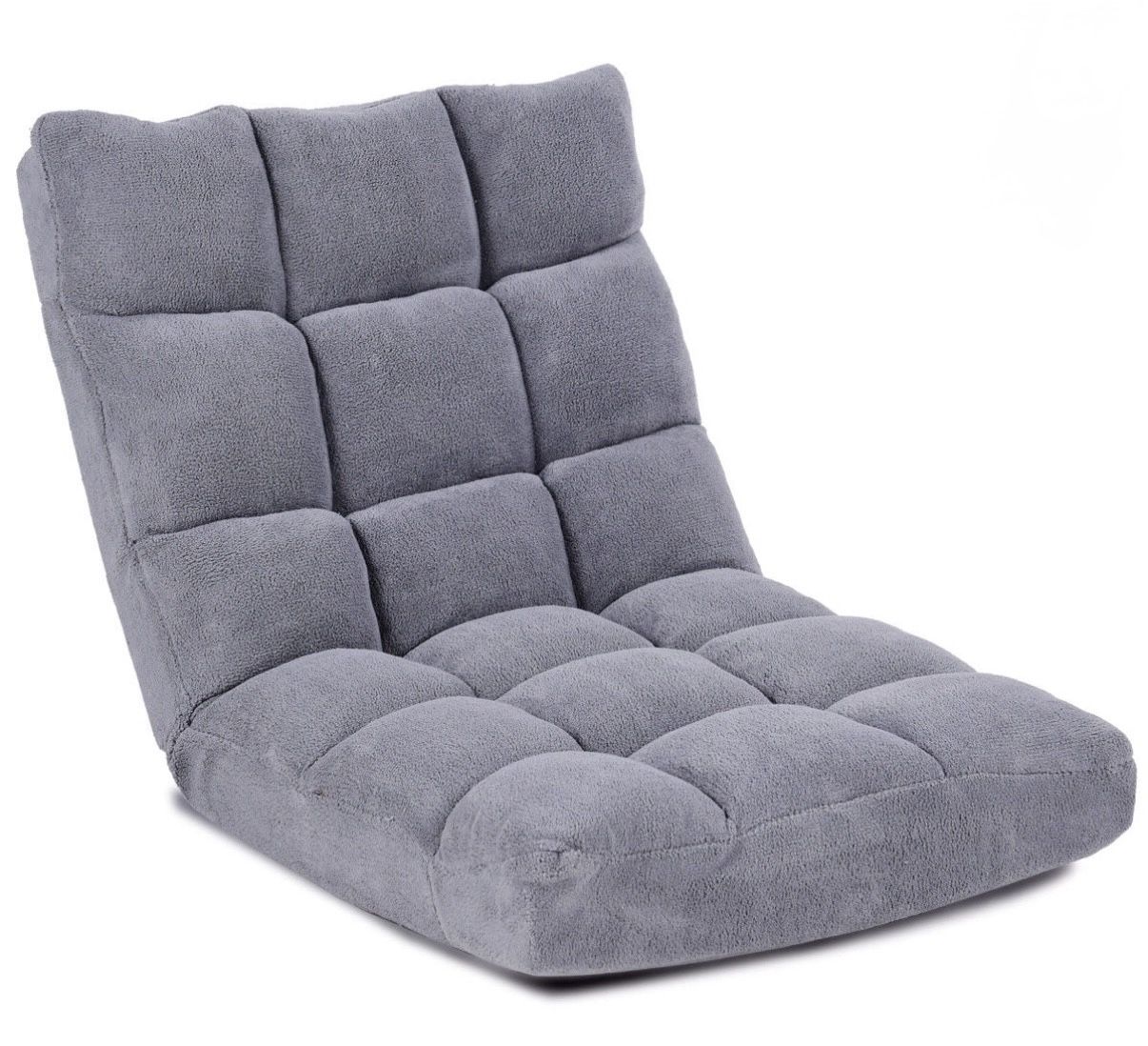 Brand New In The Box Costway Adjustable 14-Position Floor Chair Folding Lazy Gaming Sofa Chair Cushioned-Gray