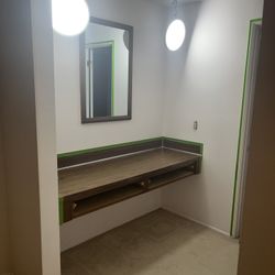 Floating vanity/table top with mirror and 2 drawers