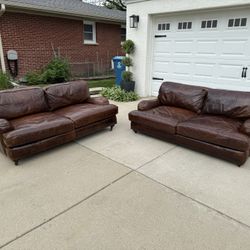Restoration Hardware English Roll Arm Leather Sofas-Delivery Available
