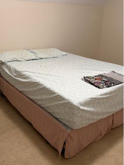 Queen Mattress, Box Spring, and Metal Frame Set