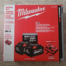 Milwaukee M18 TWO 8.0 High Output Battery  And Rapid  Double M18 CHARGER  $250 FIRM 