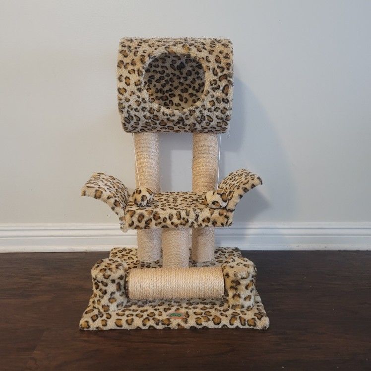Go Pet Club Leopard Print 28" Cat Tree with Round House CAN DELIVER