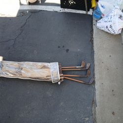 Antique Golf Clubs With Bag
