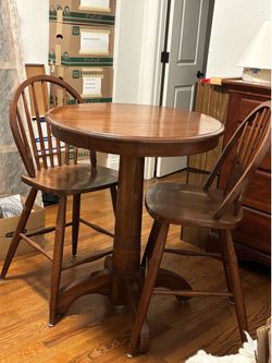PUB TABLE WITH TWO CHAIRS.