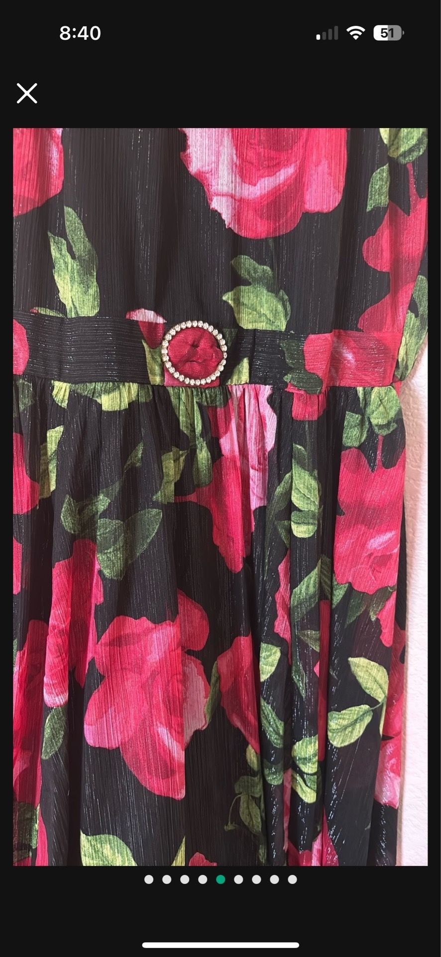 New Floar Print Black Long Women Beautiful dress M only