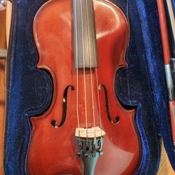 Violin With Bow And Velvet Case 19x7