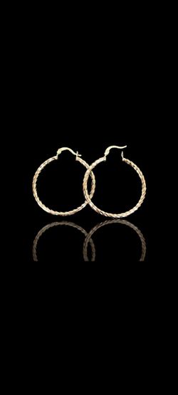 18k Italian Gold Filled Layered 30mm Twist Hoop Earrings No Tarnish 