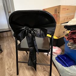 Satin Chair Sashes Ribbon Bow black color  64 pieces