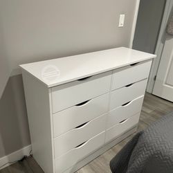 White 8 Drawer Dresser With Rails 