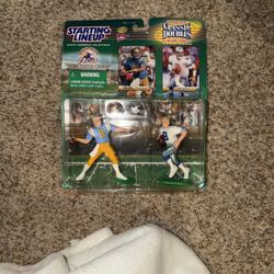 1999 Starting Line Up Troy Aikman Classic Doubles UCLA / Dallas Cowboys  Figure. Cardboard is bent. Plastic is lifting 
