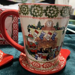 Set Of 4 Temptations Christmas, limited edition, coffee, mugs with platters brand new still in box