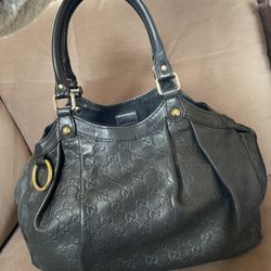 Gucci Sukey Black Leather Medium Tote