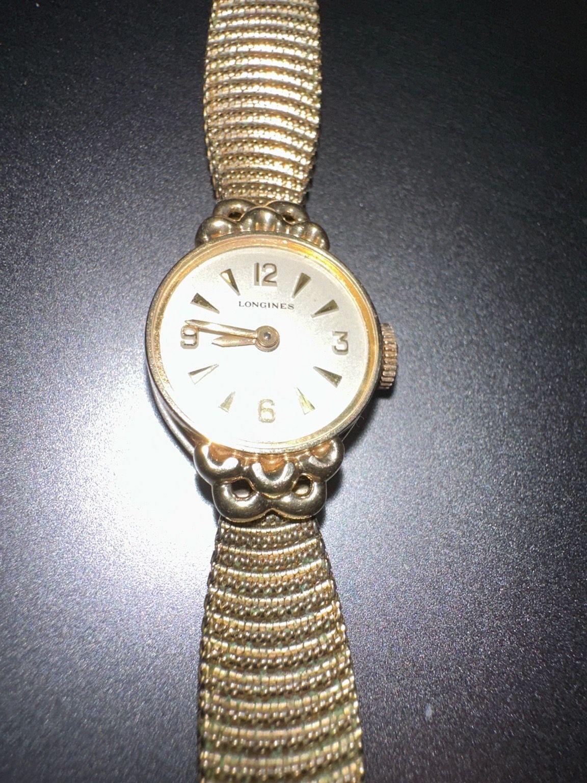 Vintage Longines Ladies Swiss Watch Running Clean Dial Gold Tone Needs Clasp