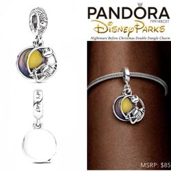 PANDORA Disney The Nightmare Before Christmas Double Dangle Charm w/box