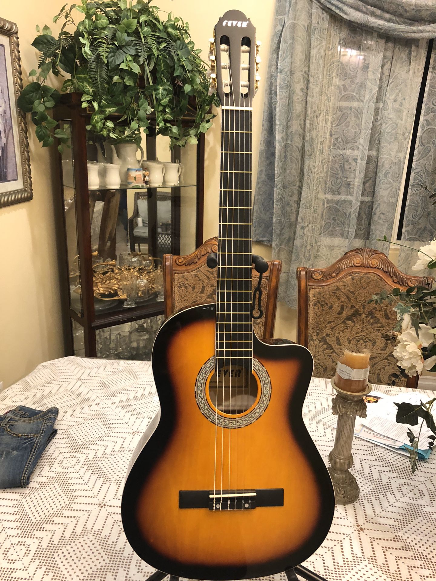 Fever classic acoustic guitar with nylon strings